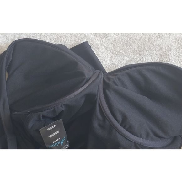 Catalina twist front underwire Black minimalist tankini top size 8-10 - Picture 6 of 8